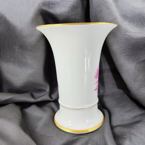 1975 Hochst German Vase Magenta House Church with Gold Trim Germany Porcelain - Picture 3 of 16